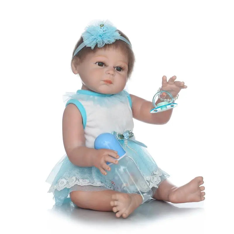 Bebe princess Reborn babies Dolls Soft Silicone body 20inch 50cm with lovely dress pacifier bottle Cute  Girl Toy bonecas bebe g