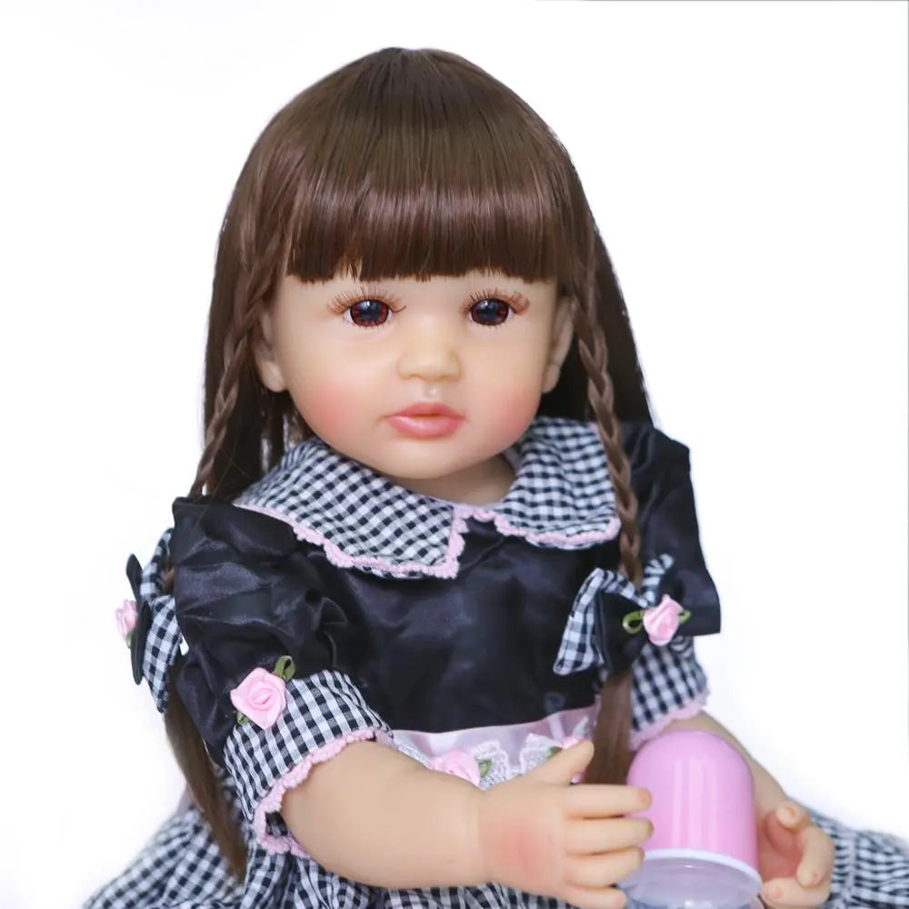 NPK 55CM new arrival original very soft full body silicone bebe doll reborn toddler doll waterproof bath toy two colors of hair