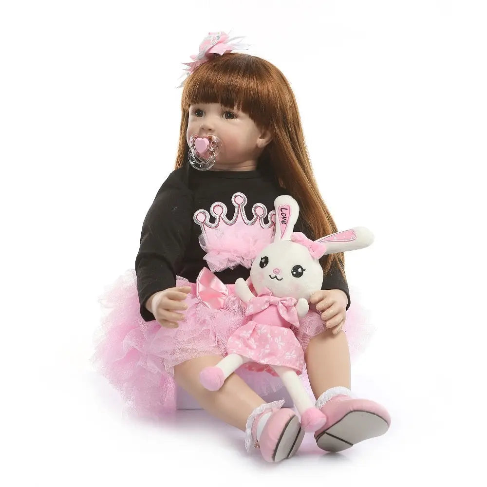 NPK 60cm  Reborn Toddler Princess Handmade Doll Adorable Lifelike Baby Bonecas Girl Kid Bebe Doll With Cloth Body